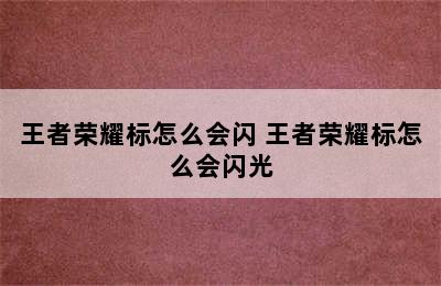 王者荣耀标怎么会闪 王者荣耀标怎么会闪光